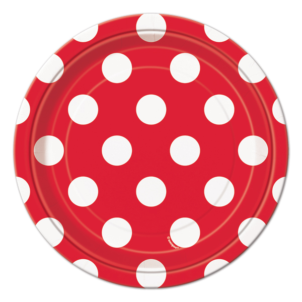 Red Polka Dots Small Paper Plates 8ct